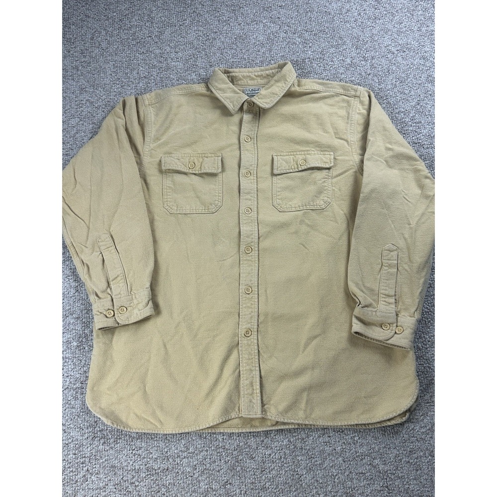 L.L. Bean Traditional Fit Chamois Flannel Men's Size XL Reg Yellow Outdoors